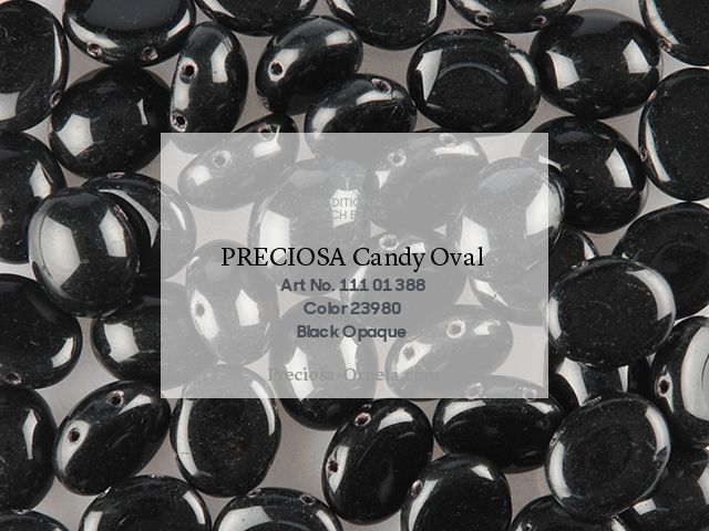 Preciosa Candy Oval 6x8 mm, Jet, 10 ks
