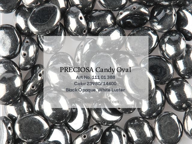 Preciosa Candy Oval 6x8 mm, Jet Metallic Hematite, 10 ks