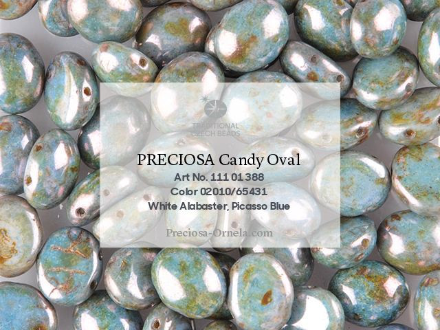 Preciosa Candy Oval 6x8 mm, Chalk Safari, 10 ks