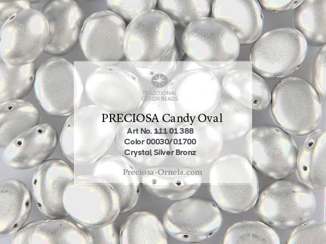 Preciosa Candy Oval 6x8 mm, Silky Metallic Mist, 10 ks