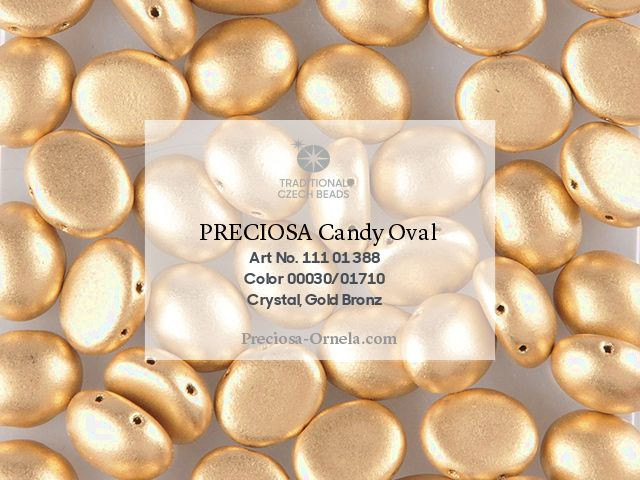Preciosa Candy Oval 6x8 mm, Silky Metallic Sand, 10 ks