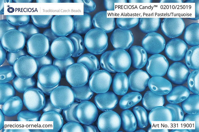 Preciosa Candy 8 mm, Pastel Aqua, 10 ks
