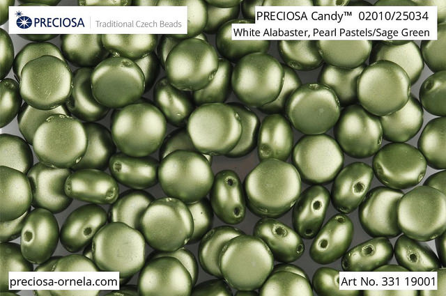 Preciosa Candy 8 mm, Pastel Olivine, 10 ks