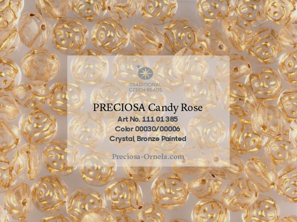 Preciosa Candy Rose 12 mm, Crystal Bronze Painted, 1 ks