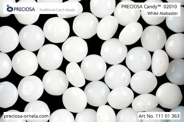 Preciosa Candy 6 mm, Chalk Alabaster, 10 ks