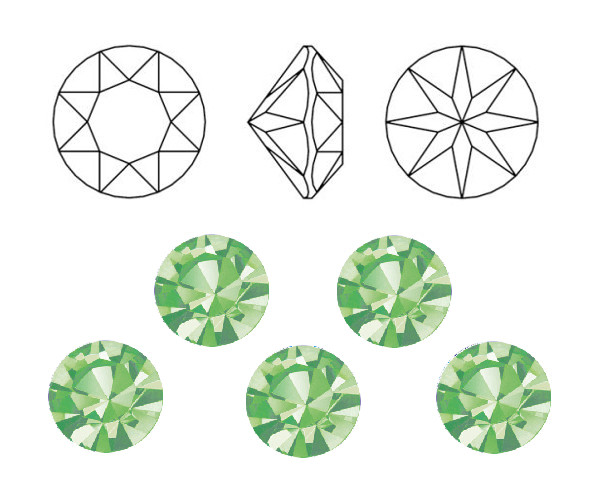 �aton Optima ss38 Peridot foiled, Preciosa, 1 ks