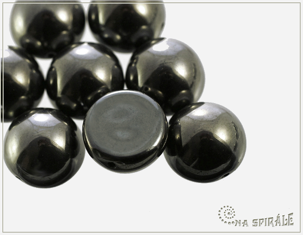 Dome Bead 14x8 mm, Jet Full Chrom, 1 ks