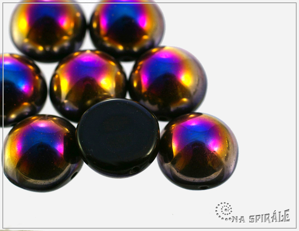 Dome Bead 14x8 mm, Jet Sliperit, 1 ks