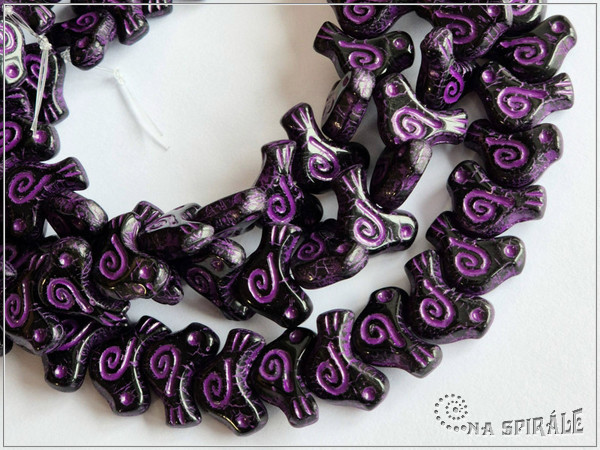 Pt��ek holubice - Dove Bird 10x16 mm, Jet Puple Wash, 2 ks