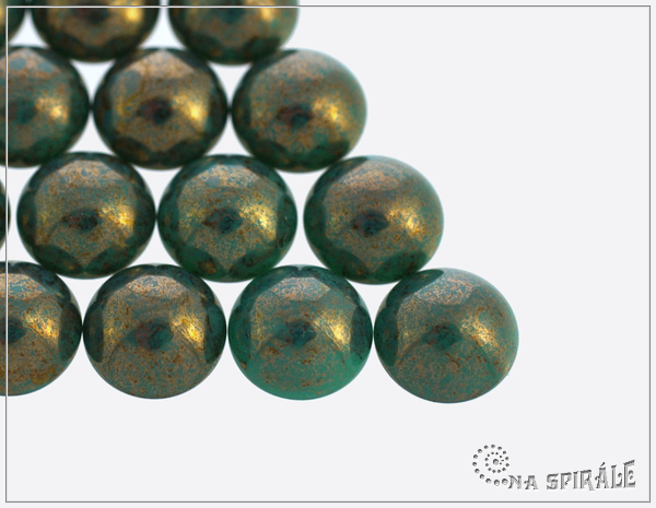Kaboon kulat 12 mm - modrozelen s mdnozlatou, 1 ks