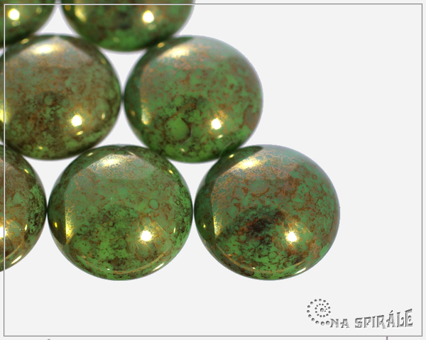 Kaboon kulat 18 mm - zelen se mdnozlatou, 1 ks