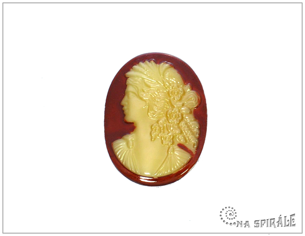 Kaboon - kamej, dma karneolov, lev profil, 30x24 mm - 1 ks