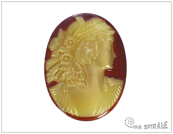 Kaboon - kamej, dma karneolov, prav profil, 40x30 mm - 1 ks