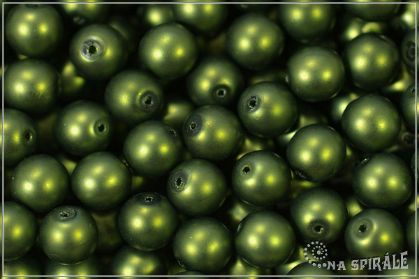 Kuliky 8 mm, Olive Mat Pearl, 16 ks