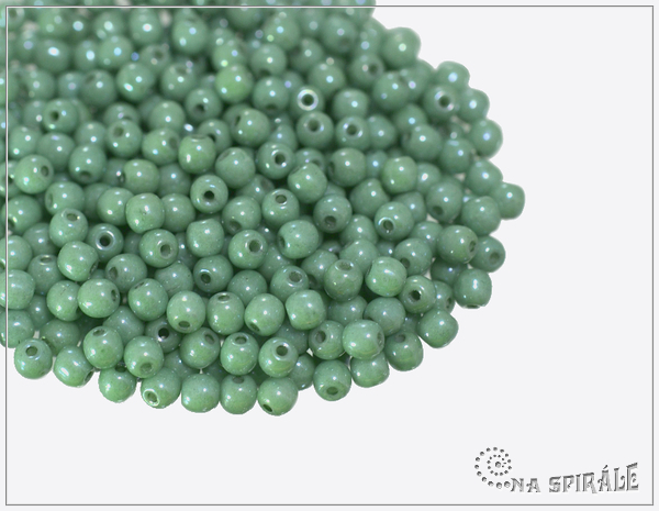 Kuliky 3 mm, Chalk Green Luster, 100 ks