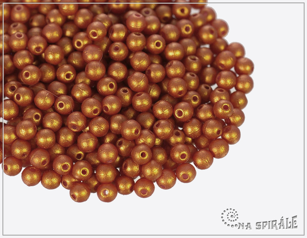Kuliky 3 mm, Gold Shine Brick Red, 100 ks