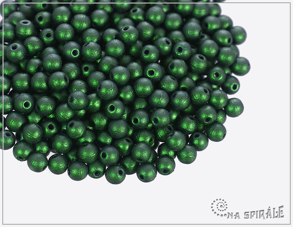 Kuliky 4 mm, Gold Shine Dark Green, 100 ks