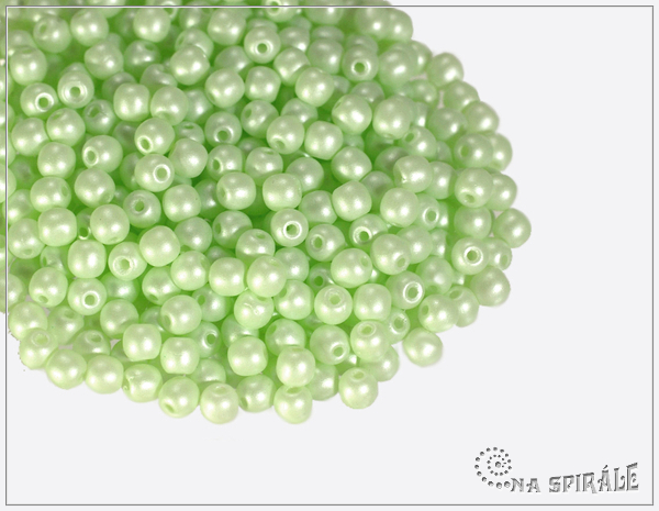 Kuliky 3 mm, Pastel Green Pearl, 50 ks