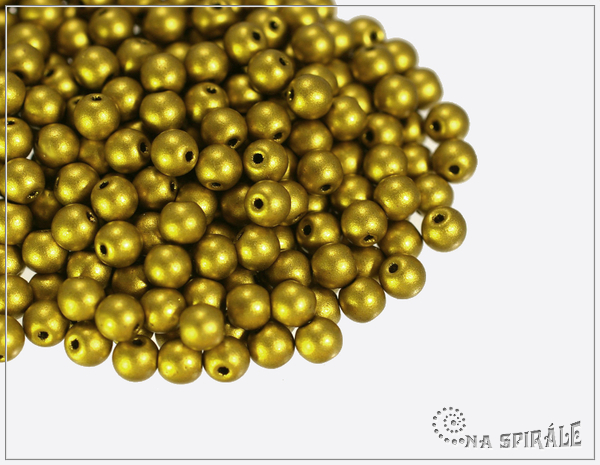 Kuliky 4 mm, Silky Metallic Amber, 100 ks