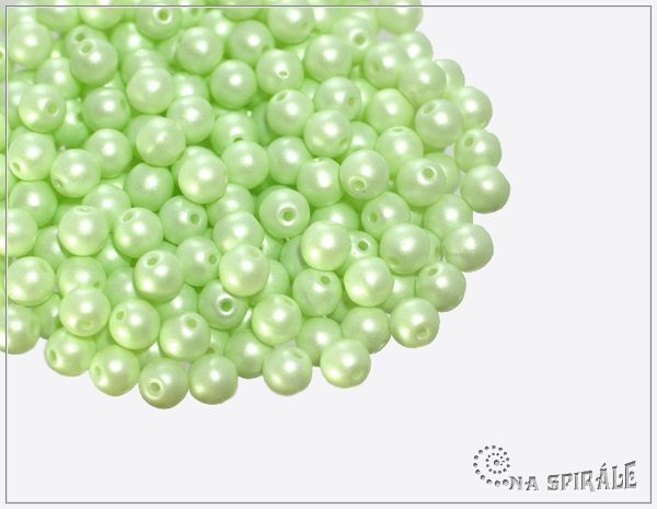 Kuliky 4 mm, Pastel Green Pearl, 50 ks