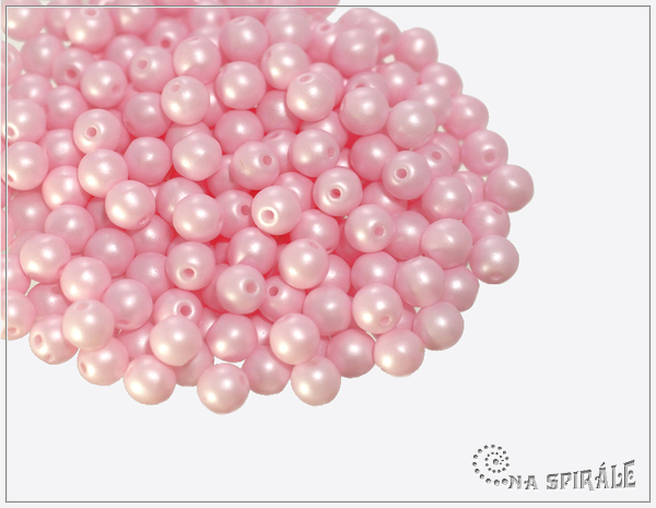 Kuliky 4 mm, Pastel Pink Pearl, 50 ks