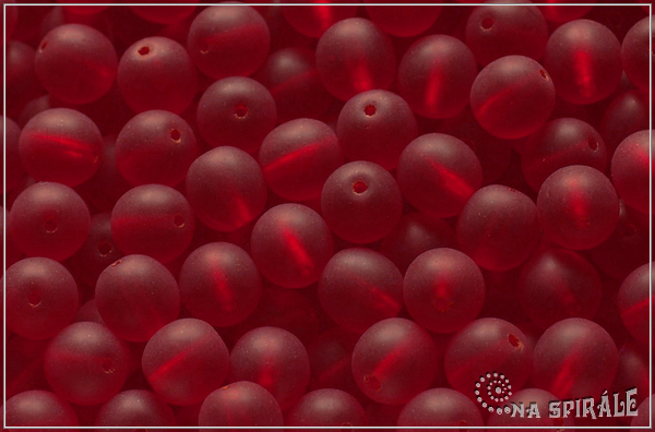 Kuliky 8 mm, Transparent Red Matted, 16 ks