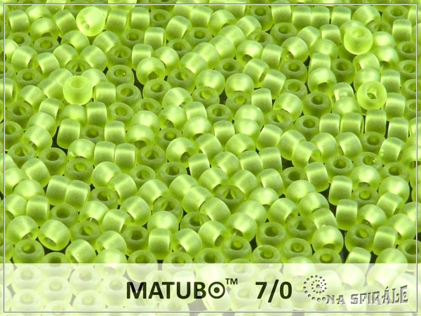 Matubo 7/0, transparent frosted lime green, 10 g