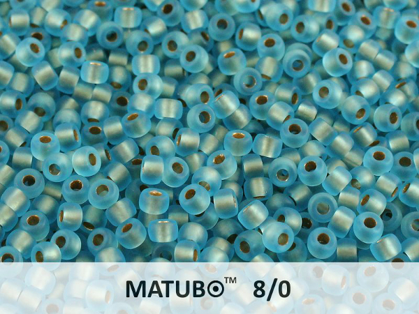 Matubo 8/0, Aquamarine Bronze Ice Lined, 10 g