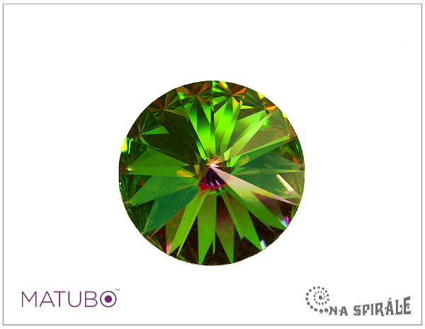 Matubo rivoli 18 mm, Crystal Vitrail Green, 1 ks