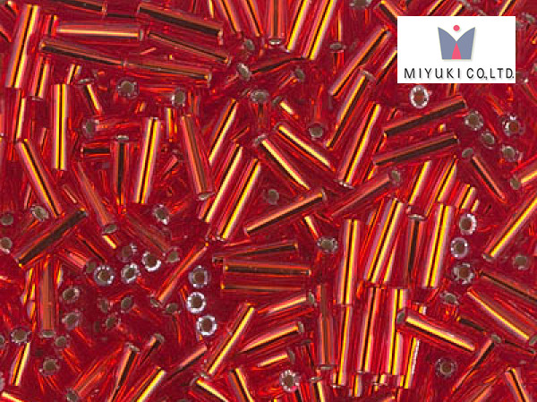 MIYUKI Bugle 6 mm, Silver Lined Flame Red, BGL2-010, 10 g