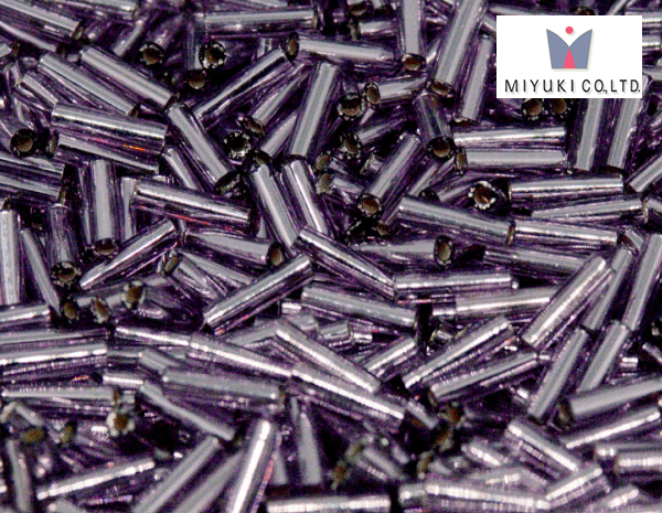 MIYUKI Bugle 6 mm, Silver Lined Smoky Amethyst, BGL2-012, 10 g