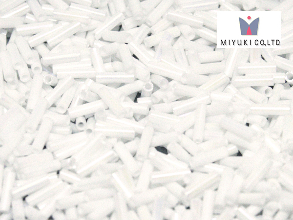 MIYUKI Bugle 6 mm, Opaque White Matted AB, BGL2-402FR, 10 g