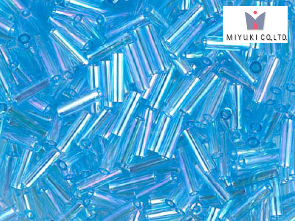 MIYUKI Bugle 6 mm, Transparent Aqua AB, BGL2-0260, 10 g
