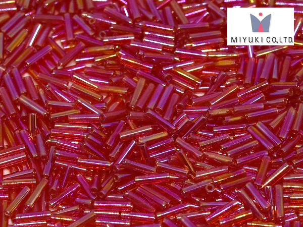 MIYUKI Bugle 6 mm, Transparent Red AB, BGL2-0254, 10 g
