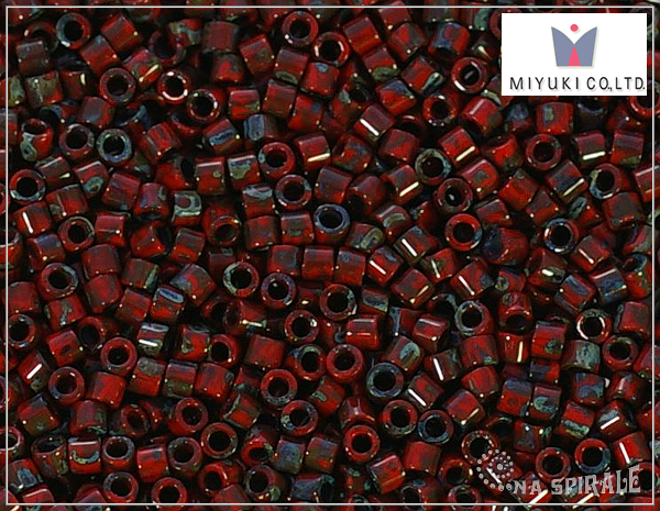 Miyuki Delica 10, Opaque Red Picasso DBM2263, 3 g
