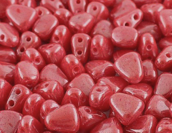 Matubo Nib-Bit, Opaque Coral Red White Luster, 30 ks