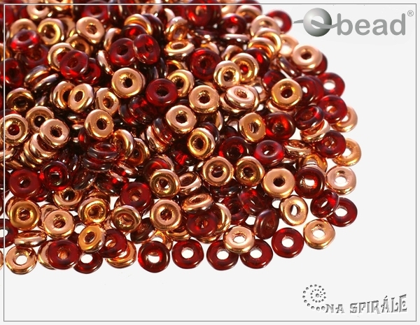 O-bead, transparent red capri gold, 2,5 g