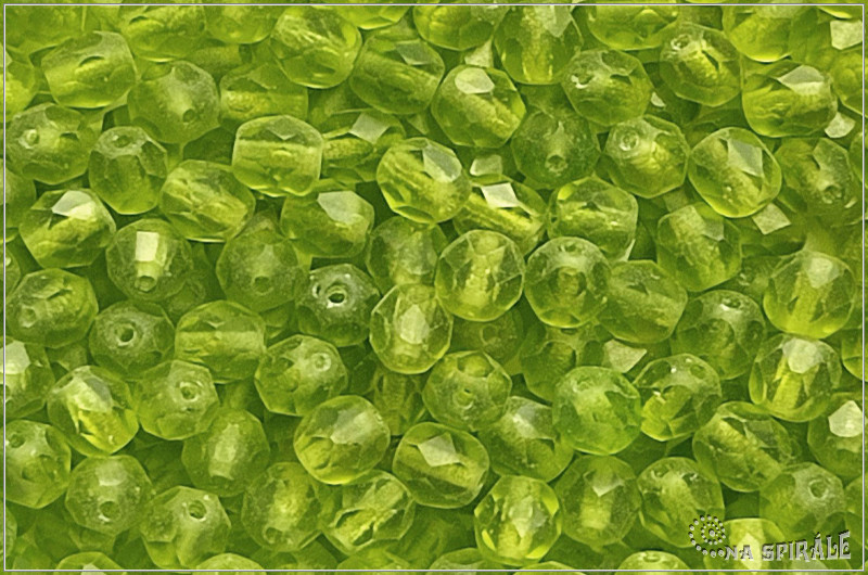 Oh�ovky 6 mm, Transparent Olivine Matted, 20 ks