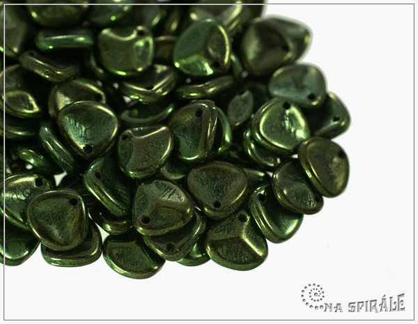 Rose petal 7x8 mm, Metallic Fern, 50 ks