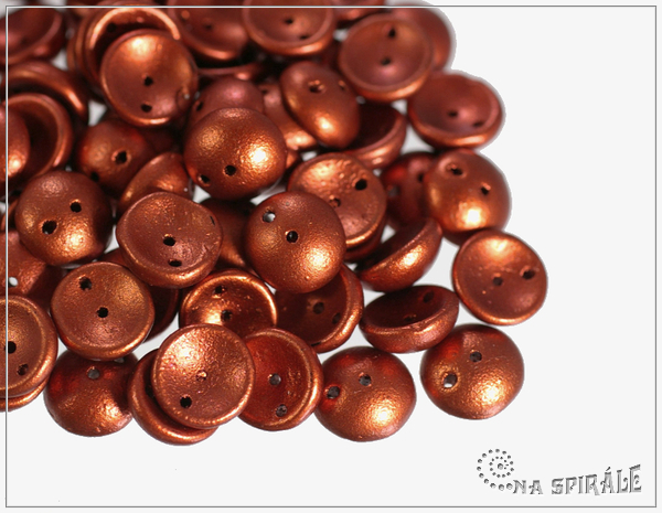 Piggy beads, Silky Metallic Rust, 8x4 mm, 30 ks