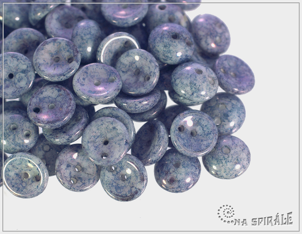 Piggy beads, white blue terracotta, 8x4 mm, 30 ks