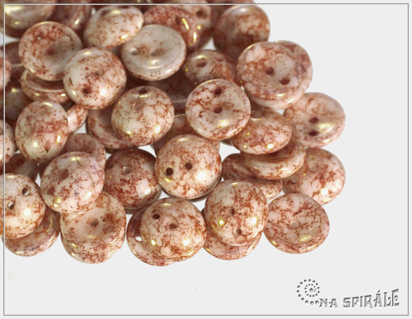 Piggy beads, white copper terracotta, 8x4 mm, 30 ks