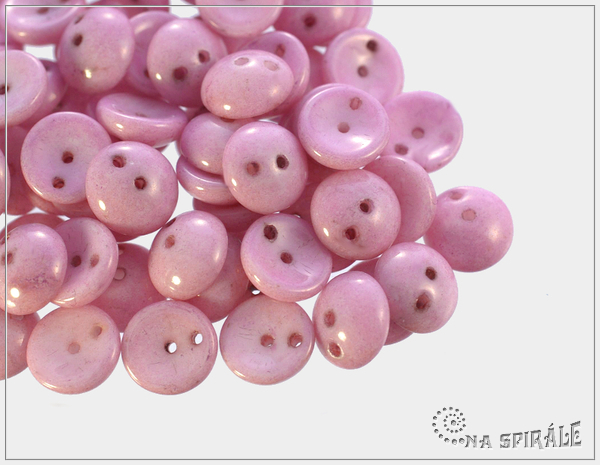 Piggy beads, white lila luster, 8x4 mm, 30 ks