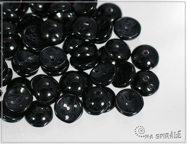 Piggy beads, jet, 8x4 mm, 30 ks