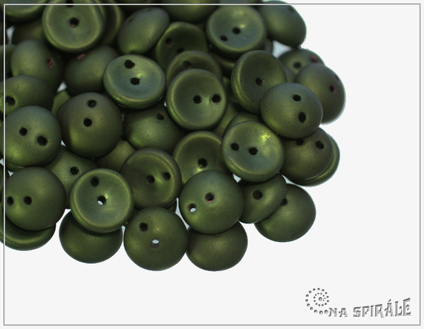 Piggy beads, Metallic Fern Matted, 8x4 mm, 30 ks