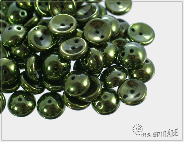 Piggy beads, Metallic Fern, 8x4 mm, 30 ks