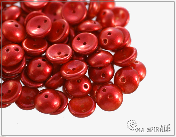 Piggy beads, Lava Red Shiny, 8x4 mm, 30 ks