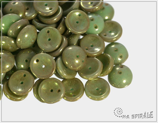 Piggy beads, opaque peppermint red luster, 8x4 mm, 30 ks