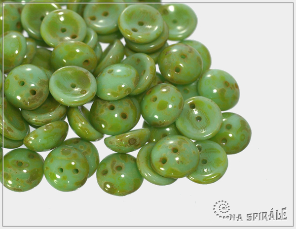 Piggy beads, opaque peppermint travertin, 8x4 mm, 30 ks