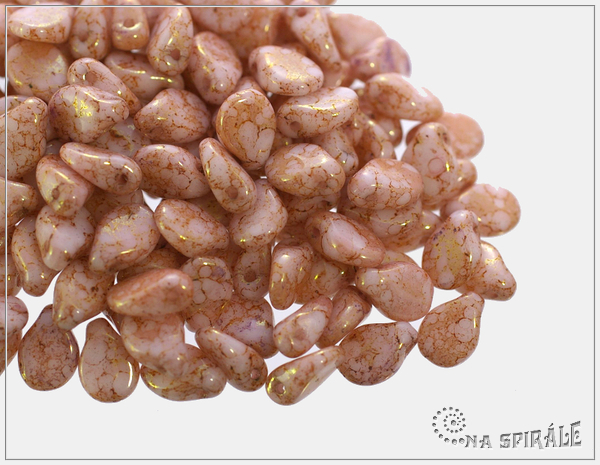 Preciosa Pip 5x7 mm, chalk copper teracota, 30 ks